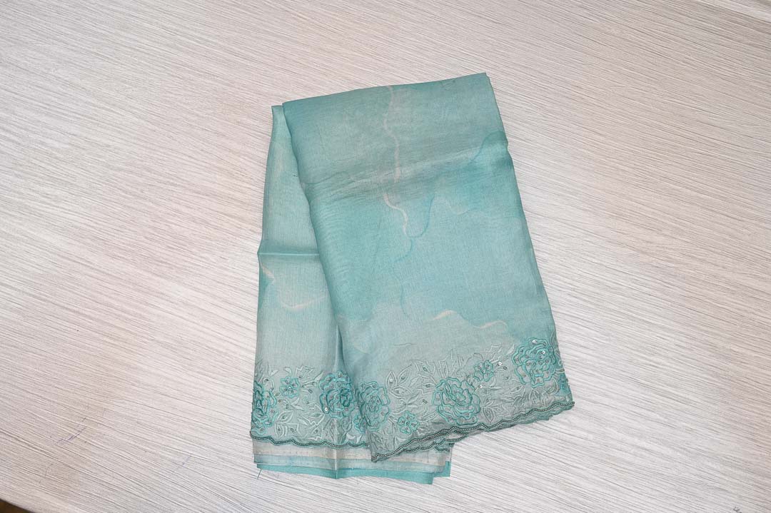 Sea Green Pure Tussar Saree – DDA007