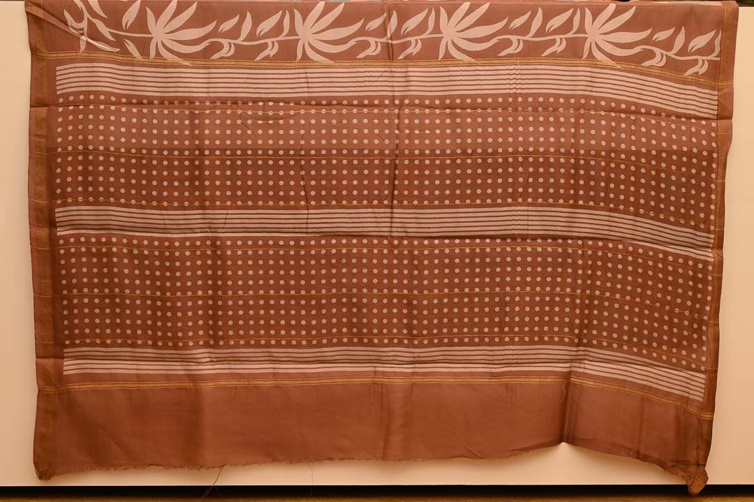 Chanderi Cotton Sarees-DDA04623 Rust Brown Chanderi Cotton Saree- DDA047