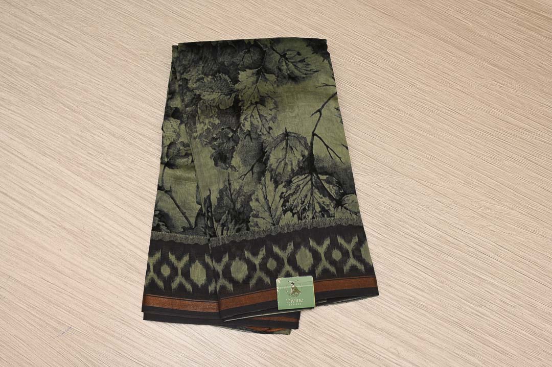 Forest Green Chanderi Cotton Saree-DDA046