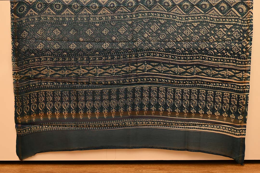 Teal Green Chanderi Cotton Saree-DDA048