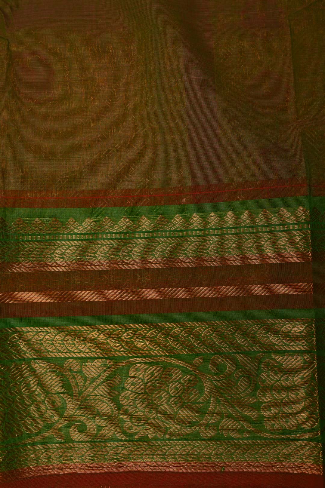 Bottle Green Pure Chettinad Cotton Saree-DDA053