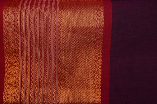 Deep Maroon Pure Chettinad Cotton Saree-DDA060