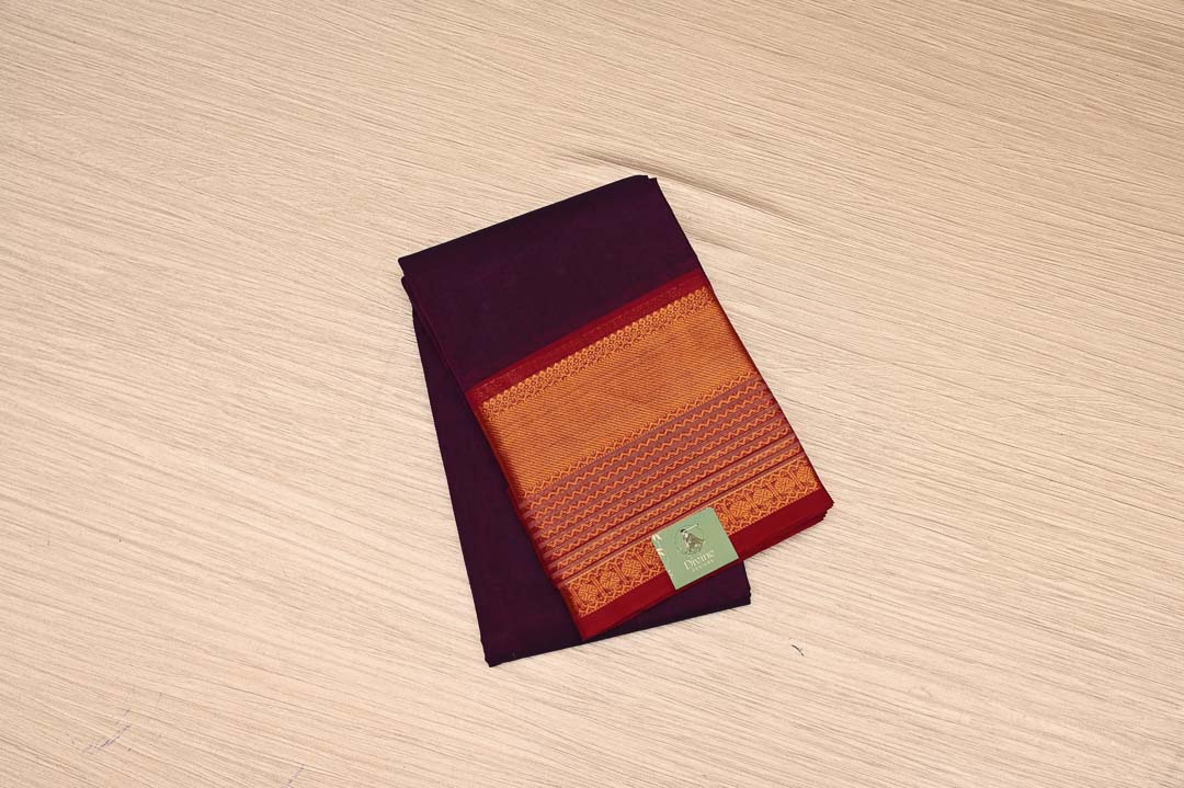 Deep Maroon Pure Chettinad Cotton Saree-DDA060