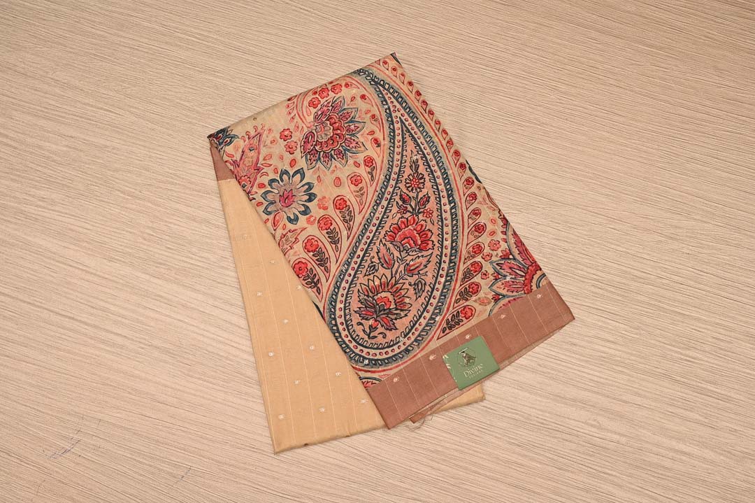 Sandal Beige Semi Tussar Saree-DDA037