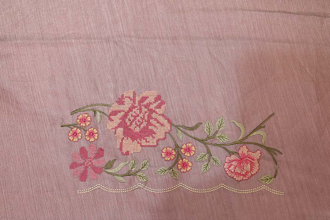 Fancy Sarees-DDA020 1 Mocha Brown with Rose Floral Fancy Saree – DDA020