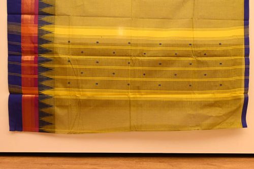 Mehndi Green with Navy Blue Border Pure Chettinad Cotton Saree-DDA059