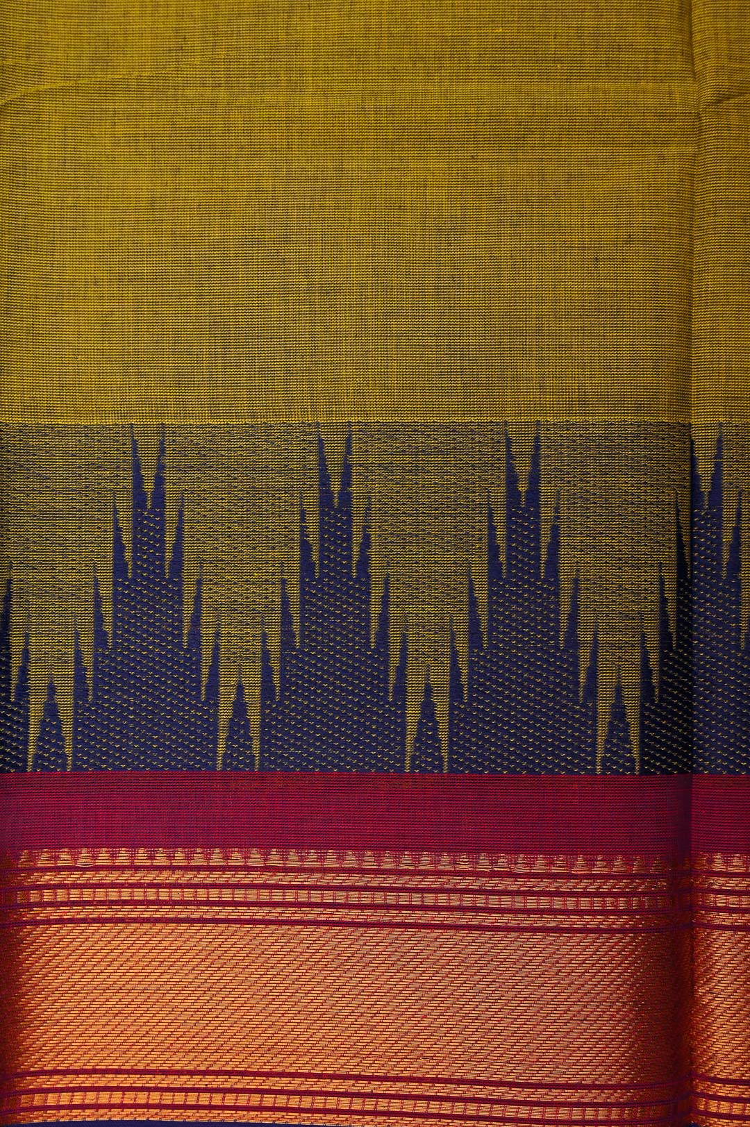 Mehndi Green with Navy Blue Border Pure Chettinad Cotton Saree-DDA059