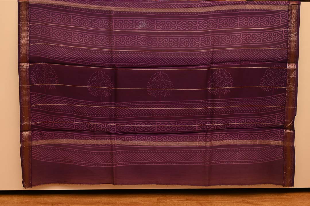 Plum Wine Maheshwari Art Silk Saree-DDA045
