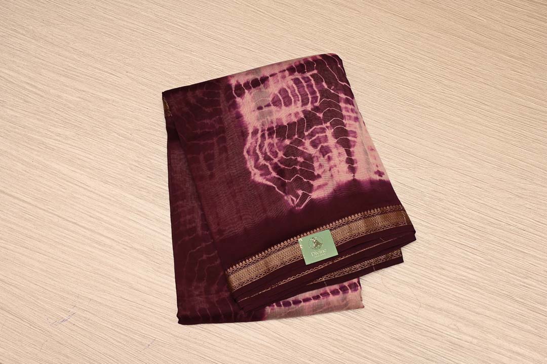 Mulberry Maroon Maheshwari Art Silk Saree-DDA036