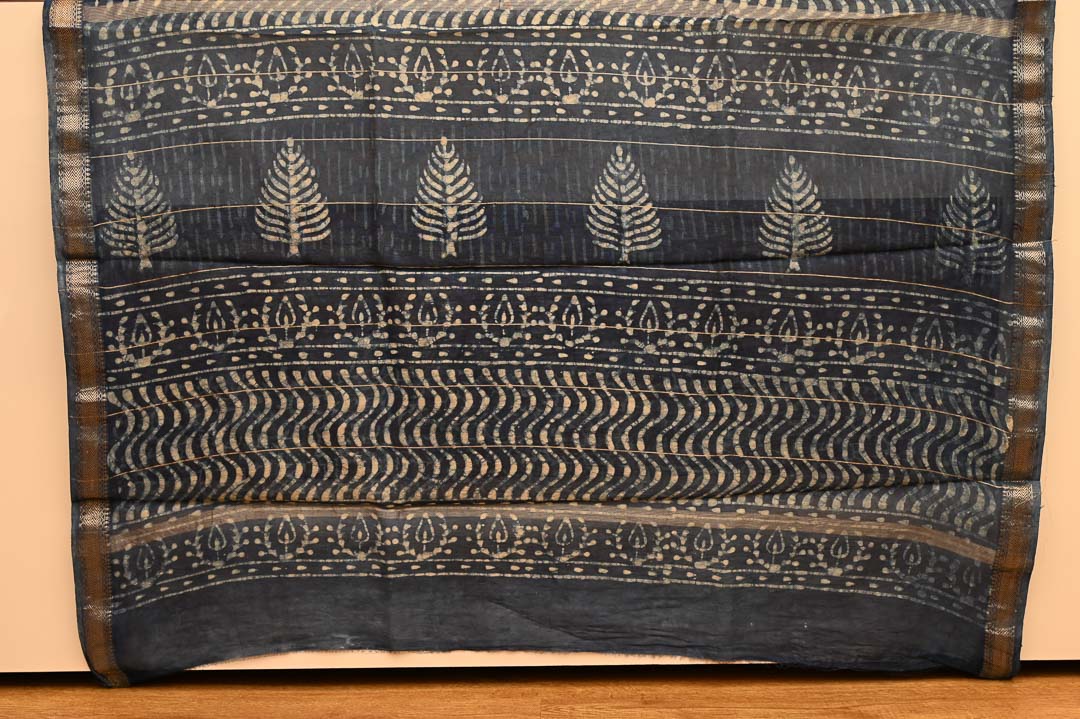 Maheshwari Art Silk-DDA032 (2) Ink Blue Maheshwari Art Silk Saree -DDA032