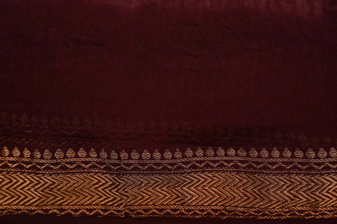 Mulberry Maroon Maheshwari Art Silk Saree-DDA036