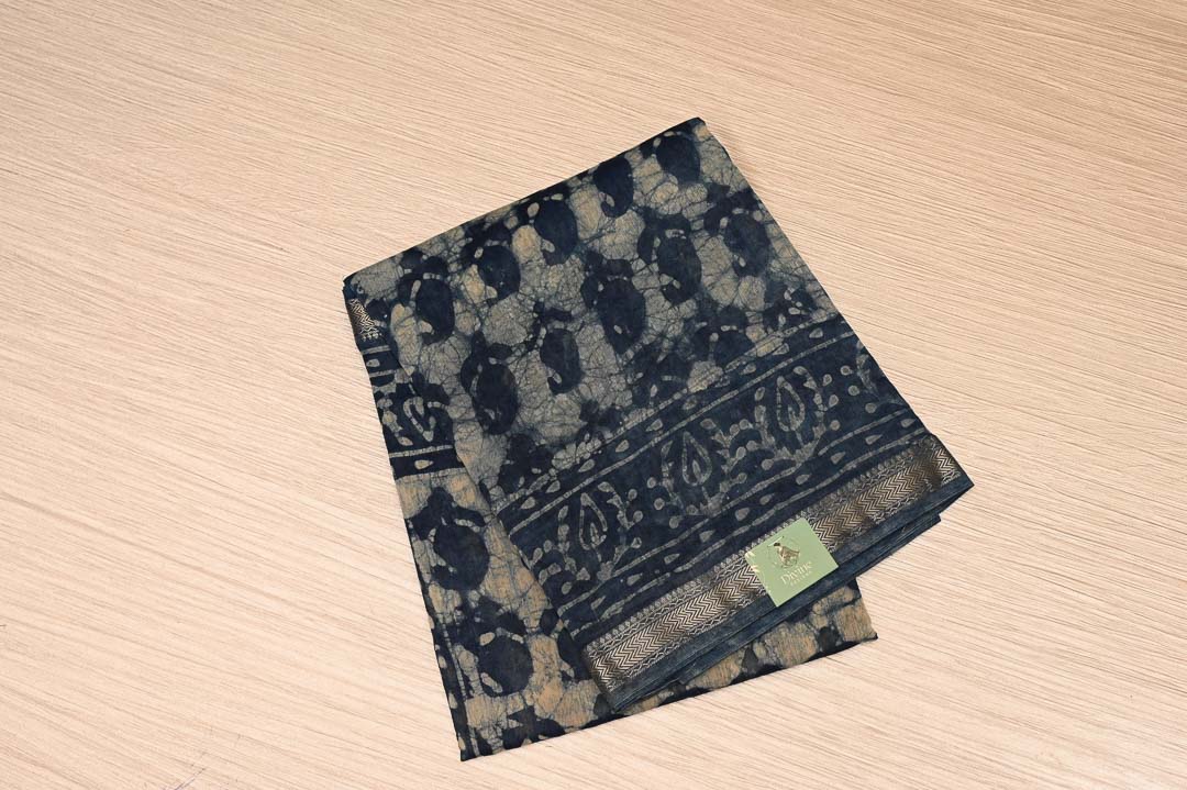 Ink Blue Maheshwari Art Silk Saree -DDA032
