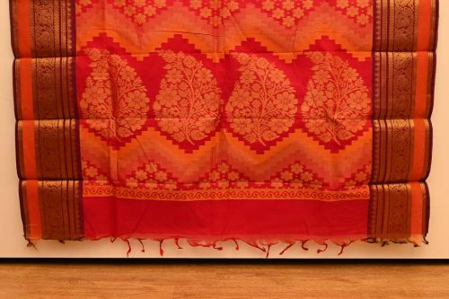 Golden Orange Pure Chettinad Cotton Sarees-DDA051
