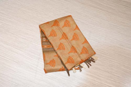 Peach Orange Pure Cotton Saree – DDA024