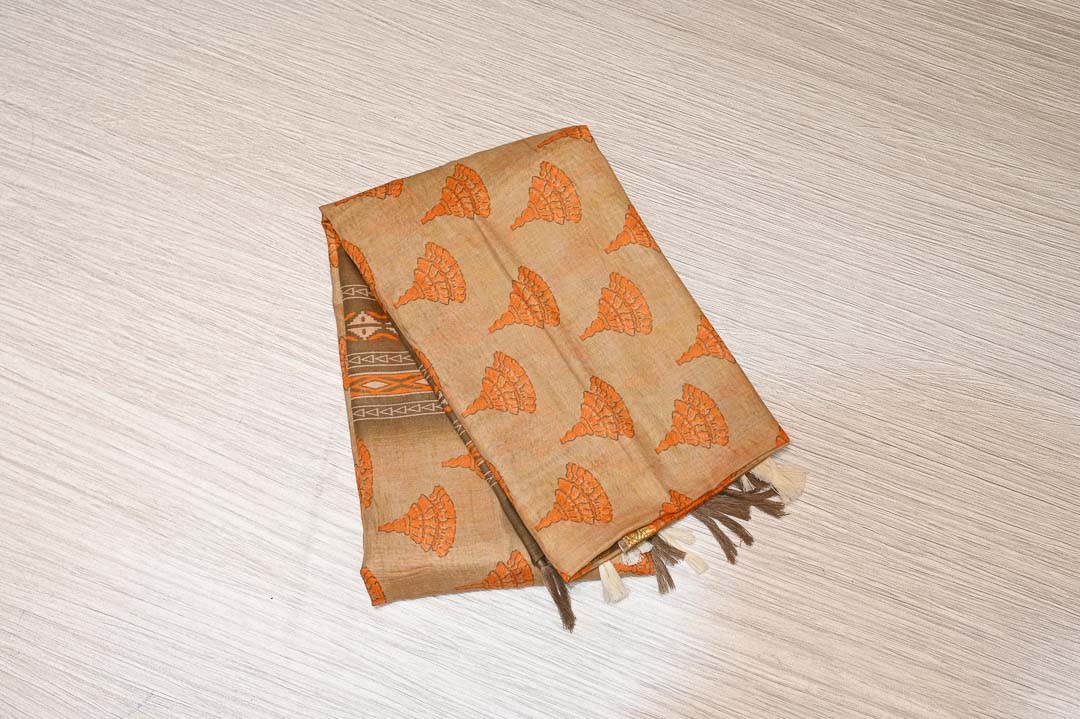 Pure Cotton Sarees DDA024 Peach Orange Pure Cotton Saree – DDA024