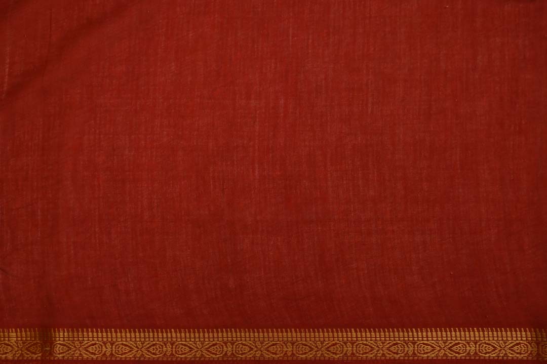 Pure Cotton Sarees-DDA0252 Tomato Red Pure Cotton Saree – DDA025