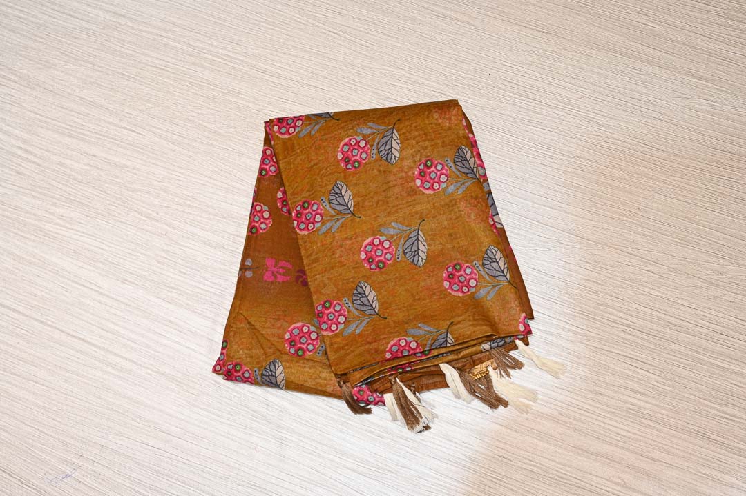 Pure Cotton Sarees-DDA027 Mustard Yellow Pure Cotton Saree – DDA027