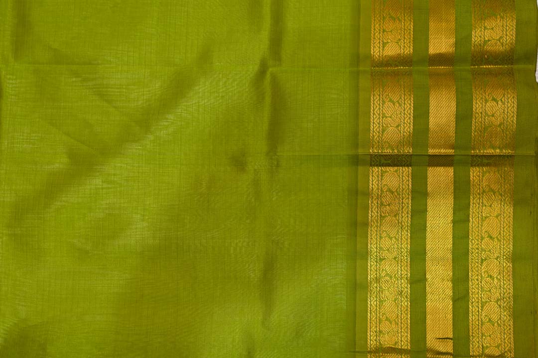 Venpani Kattam with Olive Green Border Pure Silk Cotton Saree – DDA012