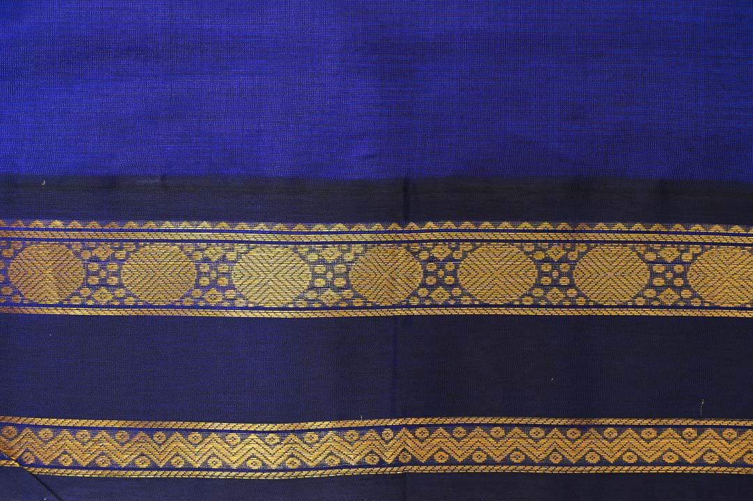 Pure Silk Cotton-DDA016 3 Rosapoo Manjal Kattam with Deep Blue Border Pure Silk Cotton Saree – DDA016