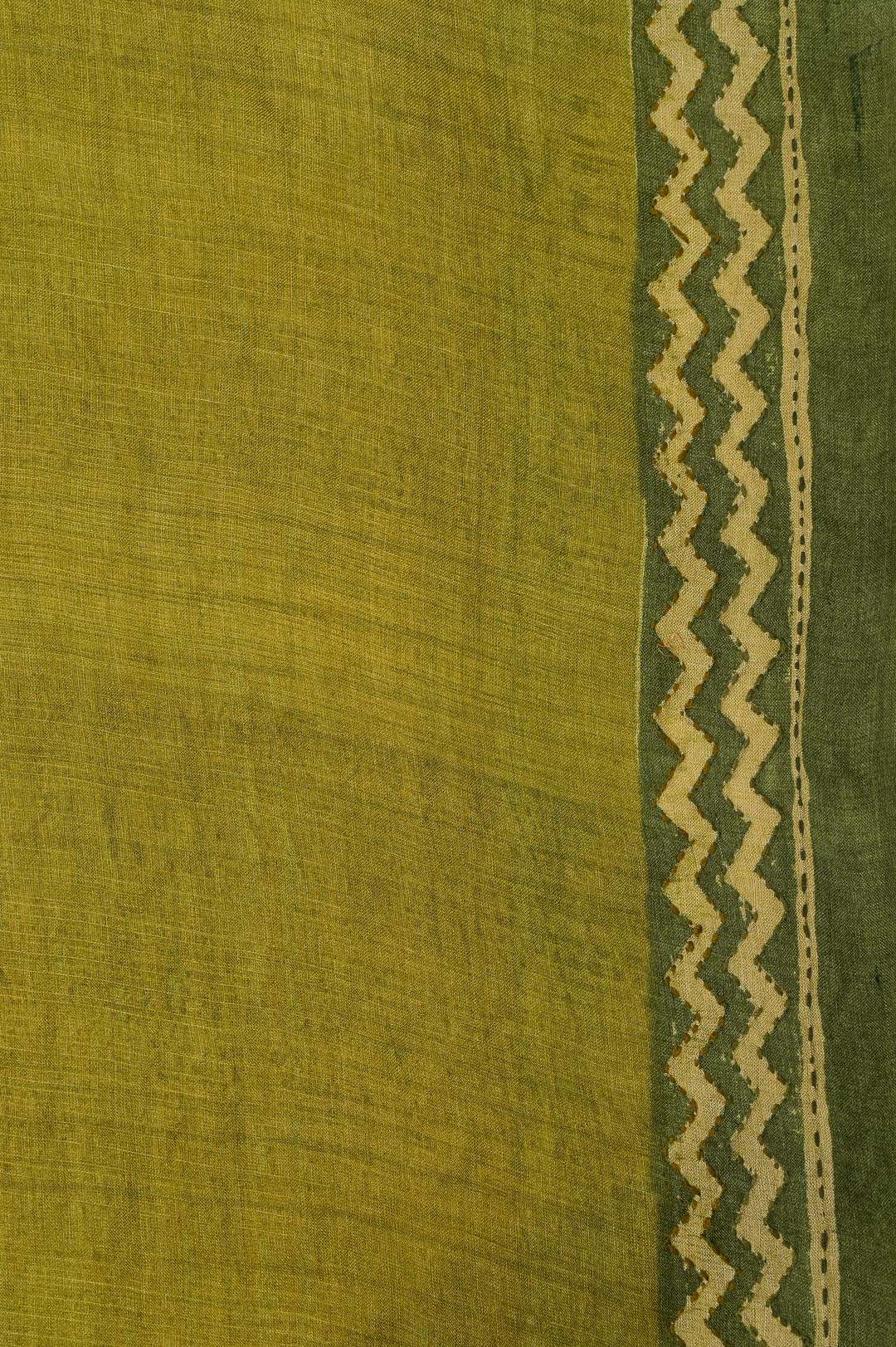 Mehndi Green with Leaf Design Pure Tussar Saree – DDA011