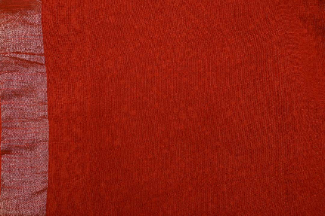 Scarlet Red Linen Saree-DDA040