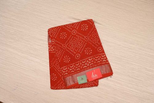 Scarlet Red Linen Saree-DDA040