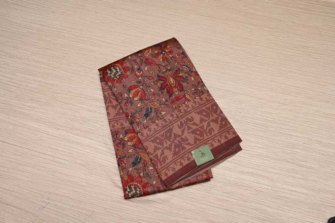 Semi Tussar Sarees Wine Maroon Semi Tussar Saree-DDA029