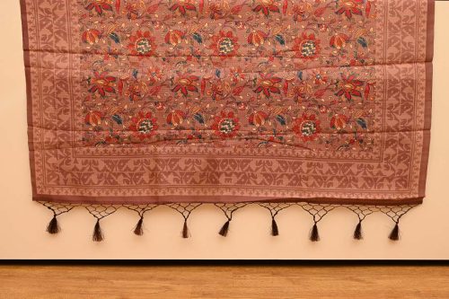 Semi Tussar Sarees1 Wine Maroon Semi Tussar Saree-DDA029