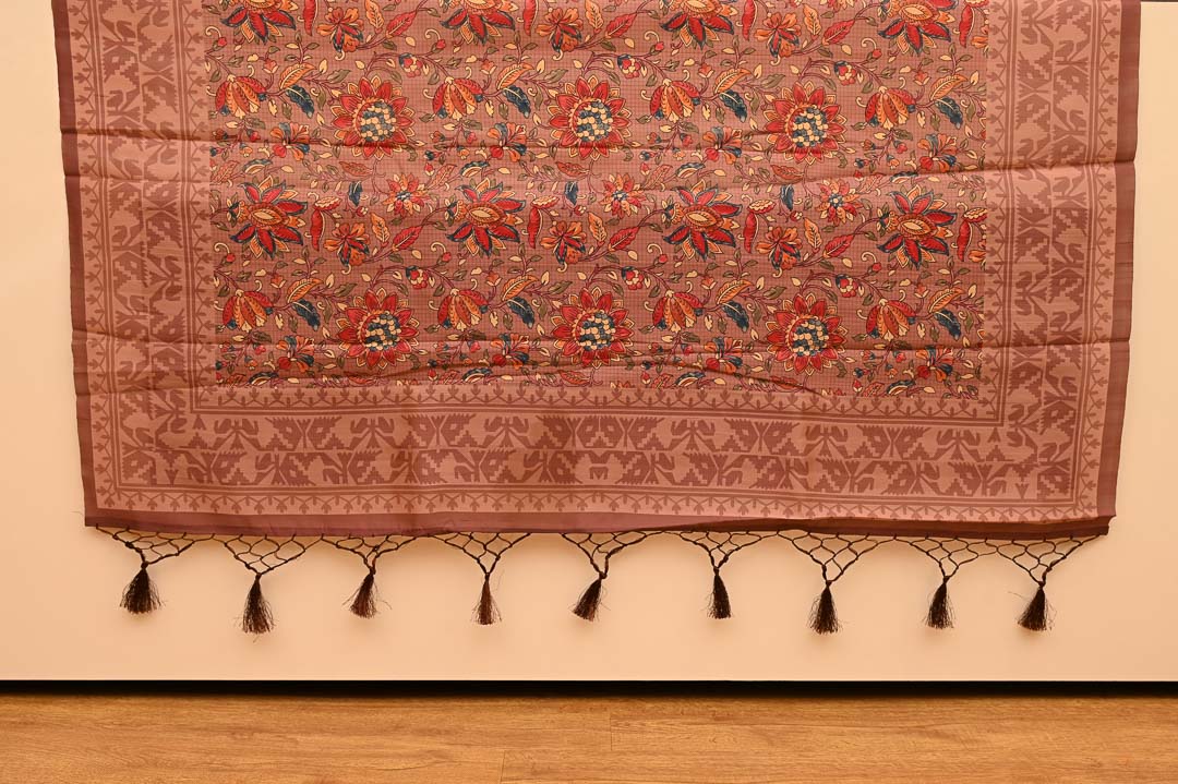 Semi Tussar Sarees1 Wine Maroon Semi Tussar Saree-DDA029