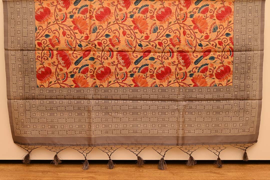 Semi Tussar Sarees22 Rust Orange Semi Tussar Saree-DDA031