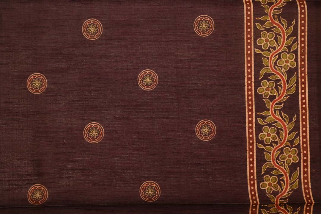 Semi Tussar Sarees22 Coffee Brown Semi Tussar Saree - DDA030